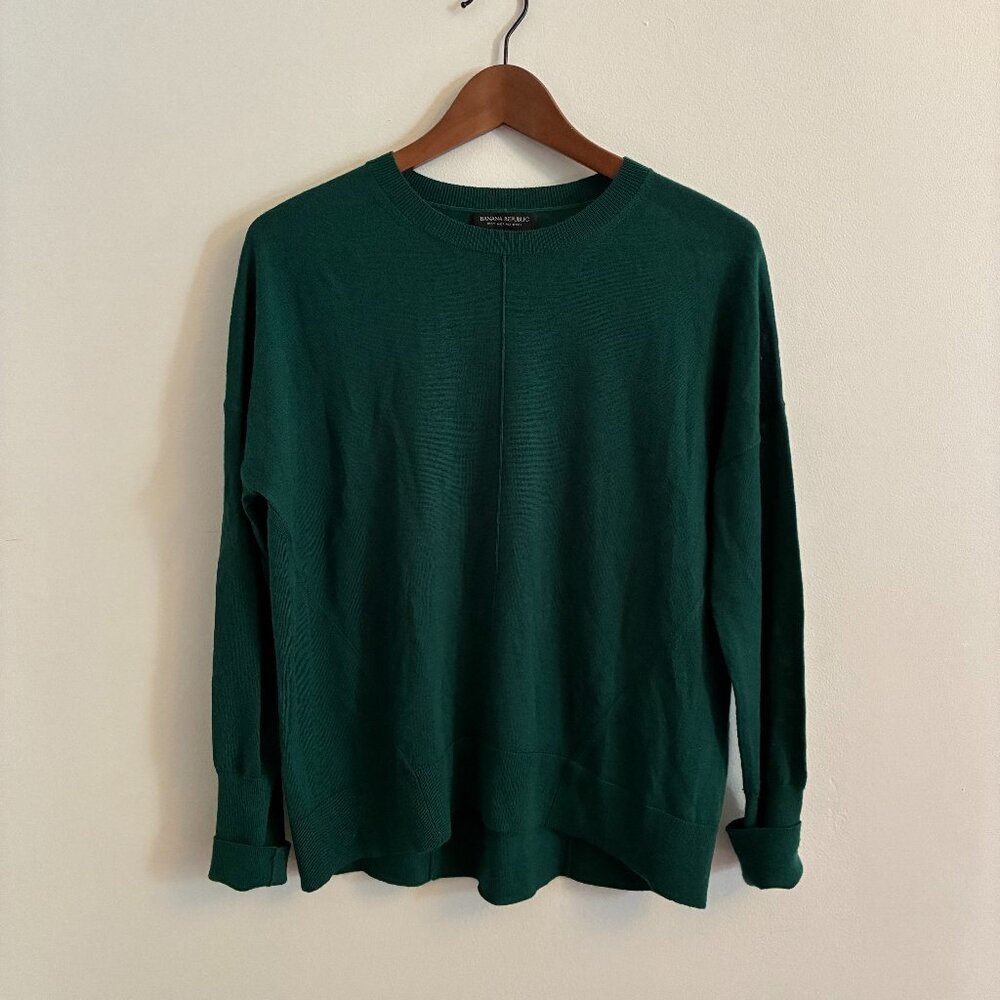 Banana Republic Emerald Green 100% Merino Wool Sweater Size Extra Small XS